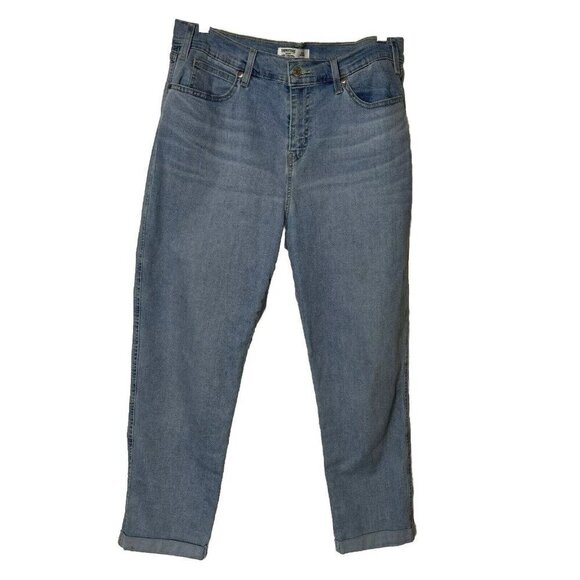 Levi Strauss Heritage Boyfriend Jeans Womens 12/W31 Light Wash Cuff Hem Mid Rise - Picture 1 of 14